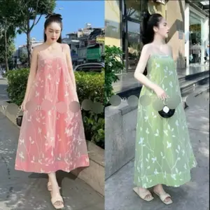 Flower Summer Dress Women Maxi Ladies Dress Fashion 2023 Casual Reasonable Price 100% Linen Casual Washable Customize