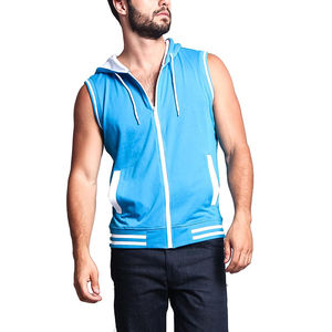 เสื้อแขนกุดมีฮู้ดสำหรับผู้ชาย, เสื้อแขนกุดมีฮู้ดถักออกกำลังกายออกกำลังกายในยิม - Product Image 4