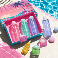 Ensemble complet d'emballages pour soins de la peau, coffret cadeau sur le thème du coucher de soleil, flacon en verre de luxe, ensemble de pots à crème pour marque haut de gamme OBM