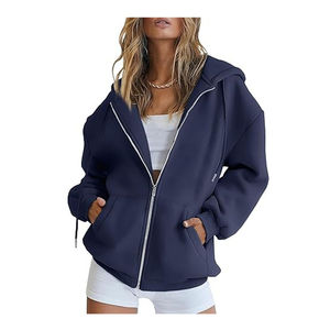 Sudaderas con capucha de poliéster de alta calidad Venta al por mayor Mujeres Bordado Impreso logo Chaqueta con capucha para mujer Precio barato OEM Transpirable - Product Image 3