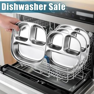 ถาดอาหารสแตนเลสแบบแบ่งช่อง 3/4 ช่อง สำหรับเด็ก นักเรียน ผู้ใหญ่ ใส่อาหารกลาง<span class=keywords><strong>ว</strong></span>ัน ขนม - Product Image 6