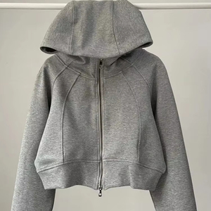 Custom Design Women Full <b>Zip</b> Cropped <b>Hoodies</b> High Neck Athletic Running Sportswear Fleece Outerwear Women <b>Crop</b> Top <b>Hoodies</b> - Product Image 3