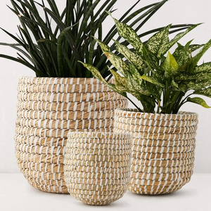 Cesta colgante de algas marinas tejida a mano Viet Fargimex, decoración natural ecológica para el hogar, cesta de maceta de suelo de Vietnam - Product Image 6