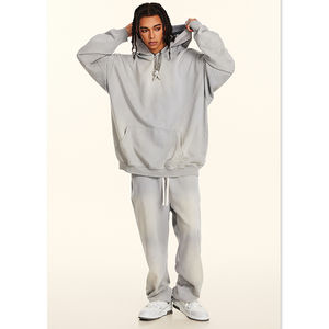 Ensemble de sweats à capuche unisexe surdimensionné en coton épais couleur quotidienne Streetwear ensemble de sweats à capuche décontractés 2025 OEM ODM meilleur fournisseur - Product Image 1