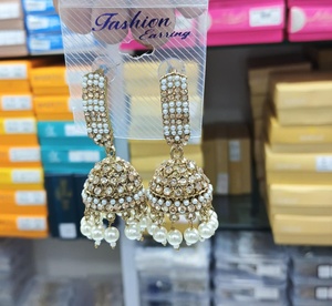 Lujo último diseñador exclusivo moda Heavy Drop Shadow Diamond Jhumki colección de pendientes para mujer - Product Image 2