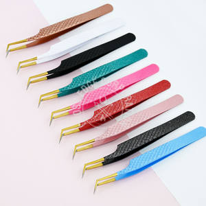 High-Quality Russian Volume Eyelash Extension Tweezers 45 Pointed Tip Fiber Tip Nonslip Lash Tool Hand Tested <b>Glittered</b> - Product Image 3