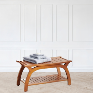 Tabouret de chaise de bain en bambou Offre Spéciale avec étagère de rangement banc organisateur de spa de bain durable d'Indonésie - Product Image 6