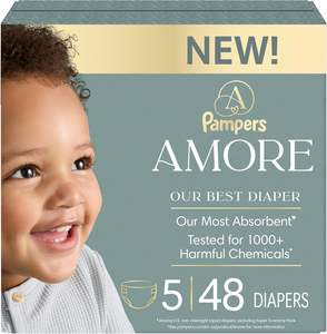 Pampers Amore, Talla 1 (8-14 lbs), 82 Unidades, Nuestro Mejor Pañal - Hipoalergénico y Sin Fragancia, Hasta un 100% a Prueba de Fugas, Suave - Product Image 4