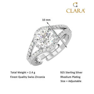 NOVAMART Fine 925 Sterling Silver Engagement <b>Ring</b> <b>Adjustable</b> Band Solitaire Finger Pear Shape Diamond Hip Hop Geometric Certifie - Product Image 5