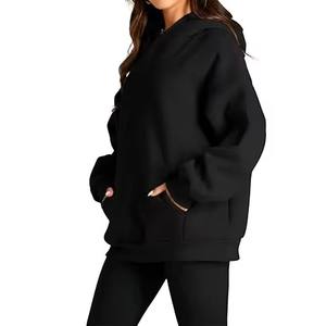 Nouveau design de sweats à capuche en coton vierge pour femmes sweats à capuche unis pour femmes sweats à capuche surdimensionnés délavés à l'acide vente en gros - Product Image 1