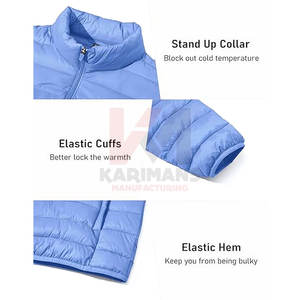 Chaqueta acolchada con aislamiento empacable para hombre, abrigo ligero a prueba de viento repelente al agua, cremallera completa, cuello levantado, bolsillos laterales, fábrica - Product Image 6