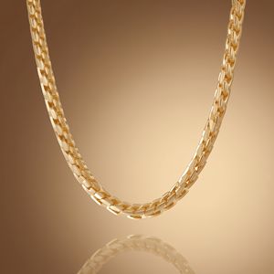 Unisex 9K Solid Yellow Gold Platinum Cushion Box Link <b>Chain</b> Pendant Necklace Polished Finish Luxury Modern Minimal Fine <b>Jewelry</b> - Product Image 1