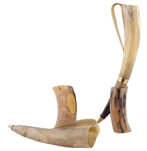 Corne à boire Viking classique, faite à la main, écologique, polie, avec support, meilleure qualité, poignée ergonomique, 33 cm, nouveau design - Product Image 3