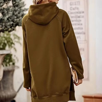Sweat-shirt décontracté pour femmes Robe à capuche à ourlet fendu à manches longues avec poche kangourou