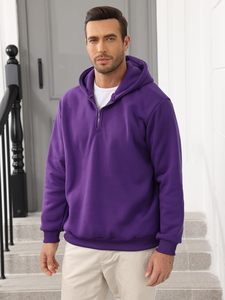 Sudadera con Capucha Casual de Invierno para Hombre, Cierre de Cremallera de un Cuarto, Felpa Suave y Acogedora, Sensación Flexible y Elástica, Transpirable, Forma Moderna, Construcción Resistente - Product Image 5