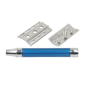 Hoja de afeitar de doble filo Premium para hombres Herramienta de afeitado de seguridad de acero inoxidable OEM Etiqueta privada Herramienta DE BELLEZA DE ASEO Color azul - Product Image 1