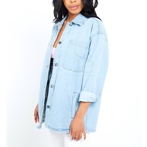 Nouveau à la mode personnalisé bleu Stretch Jean Denim veste femmes broderie tout lin laine doublure automne saison tissé coton fourrure - Product Image 4