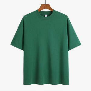 2026 logotipo personalizado en blanco Regular Fit Drop Shoulder Casual sólido liso teñido camiseta de alta calidad para hombres - Product Image 3