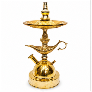 Cachimba de Lujo Farida Aladdin Magic Lamp de Latón Lacado con Bandeja de Doble Cara y Florero en Forma de Cúpula - Product Image 1