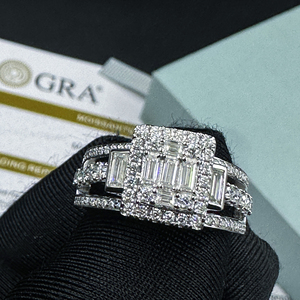 Anillos de Moissanita con Corte Brillante de Diamante Cultivado en Laboratorio, Estilo Cubano Hip Hop, Joyería Fina de Oro de 14K para Mujer, a la Moda y Populares, con Certificación IGI - Product Image 6