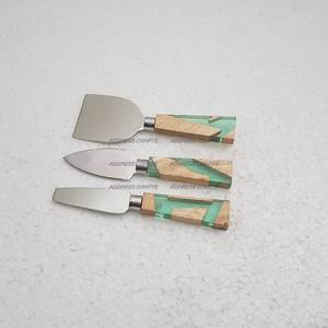 Juego de cuchillos para queso de acero inoxidable de estilo único, mango de resina y madera, mesa decorativa de alta calidad, cocina casera, restaurantes usados - Product Image 2