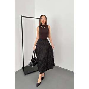 กระโปรงทรงบานสีดำ - สีดำ - Product Image 1