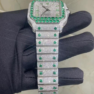 Montre en diamant moissanite de qualité supérieure au prix d'usine, montre sertie de diamants moissanite DEF - Product Image 5