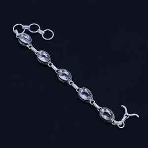 Pulsera de topacio Blanco | Pulsera de plata esterlina 925 | Pulsera hecha a mano con piedras preciosas | Pulsera estampada 925 | Regalo de aniversario - Product Image 6