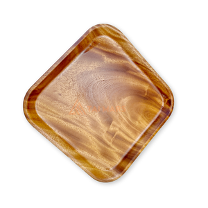 Haute Qualité Classique Khaya Bois Dîner Servant Snack Dessert Plats Léger 140x140x18mm Carré Bambou Assiette Plante Arrondie - Product Image 2