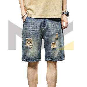 Short en jean pour homme Short en denim déchiré décontracté d'été Short en jean droit classique - Product Image 1
