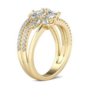 Jeulia Diamond Flower Marquise Cluster <b>Ring</b> Rhodium Plated Sterling <b>Silver</b> <b>Statement</b> <b>Ring</b> - Product Image 3