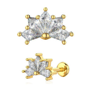 Vente en gros 316 acier inoxydable hypoallergénique dos plat <span class=keywords><strong>Labret</strong></span> 16G or PVD bijoux de corps sans ternissement femmes nez Stud oreille <span class=keywords><strong>Piercing</strong></span> - Product Image 3