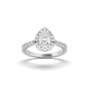 แหวนเพชรโมอิส VVS-VS เพชรสำหรับผู้หญิง E-F กะรัต/ลูกแพร์ตัดกลม0.39กะรัต - Product Image 1