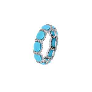 Anillo de Eternidad de Plata de Ley 925 con Turquesa Natural, Joyería Elegante y con Estilo para Mujer, Diseño de Lujo, Sin Níquel - Product Image 2