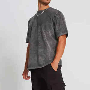 เสื้อยืดฟอกสีแบบขายส่งจากโรงงาน ผู้ชาย ผ้าฝ้าย 100% ปักโลโก้ตามสั่ง พิมพ์ลายสกรีน ลายตัวอักษรวินเทจ - Product Image 3