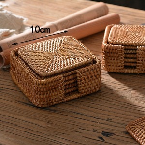 Ensemble de sous-verres en rotin tressé à la main, épaisseur 10 mm, durables, naturels, personnalisables, pour boissons chaudes et froides, usage domestique et commercial - Product Image 4