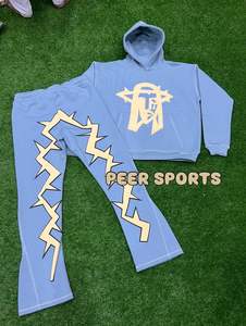 Conjunto de sudadera y pantalones de chándal de diseño personalizado de gran venta, chándal de alta calidad, pantalones de chándal acampanados de peso pesado y conjuntos de Sudadera con capucha - Product Image 4