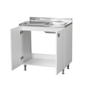 Mueble de Cocina Moderno con Fregadero de Acero Inoxidable 80x50x87 cm, Tablero de Melamina MDF, Puertas de PVC, Estilo Escandinavo Minimalista - Product Image 3