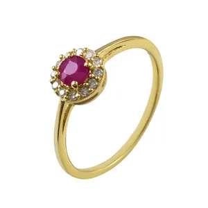 luxury top quality gold plated halo rings 925 solid sterling silver natural ruby zircon multi gemstone ring