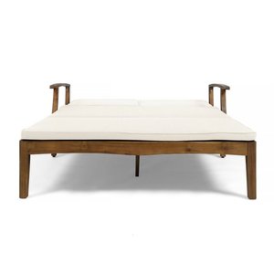 Sun Louger en bois de teck massif finition brute avec coussin de résistance à l'eau pour meubles d'extérieur et meubles d'hôtel - Product Image 2