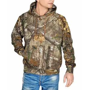 Sweat à capuche pour homme grande taille, automne, 100% coton, motif uni, fermeture éclair, veste de chasse, coupe ample, écologique, tendance - Product Image 3