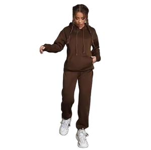 Vente en gros Ensemble sweat à capuche 100% coton OEM pour femmes Combinaison de jogging surdimensionnée à coupe ample et épaisse Combinaison unie et respirante - Product Image 1