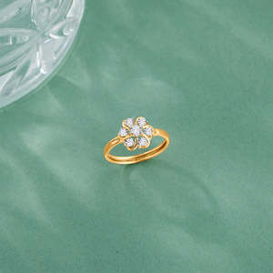 Bague en or jaune et diamants Floral Flow Fashion - Product Image 1