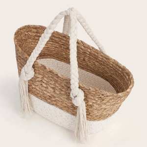 Sac fourre-tout pour femme en coton et jonc de mer de haute qualité, fermeture éclair tendance pour la plage, les pique-niques et les voyages - Product Image 2