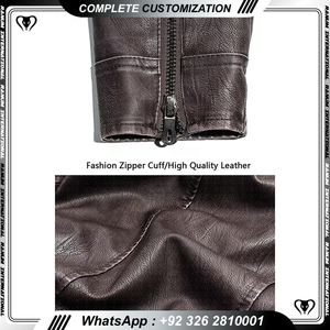 High Quality Men's Leather Jacket Distressed Brown Motorcycle Leather Jacket - Product Image 6