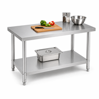 Table de travail en acier inoxydable réglable en hauteur, robuste, pour cuisine commerciale, sur mesure OEM, pour la transformation alimentaire