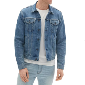 Vente en gros Veste en jean décontractée d'hiver 100% coton pour hommes avec conception de toile de couleur unie teinte unie Service OEM disponible - Product Image 4