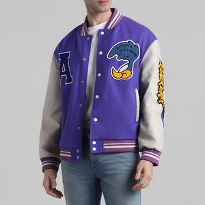 Chaqueta con Mangas de Cuero Transpirable, Chaqueta Universitaria con Calefacción, Chaqueta Bomber de Béisbol, Estilo Universitario, para Hombre - Product Image 2