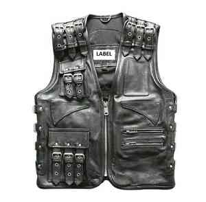 Chaleco de cuero personalizado OEM, cálido y resistente al viento, diseño sin mangas de invierno, Chaleco de cuero genuino para hombre con calefacción inteligente para exteriores de talla grande - Product Image 6