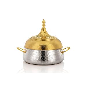 Stainless Steel <b>Food</b> Serving Hot Pot With Handles Finest Quality <b>Gold</b> And Silver <b>Color</b> Casserole Pot For Sale - Product Image 1